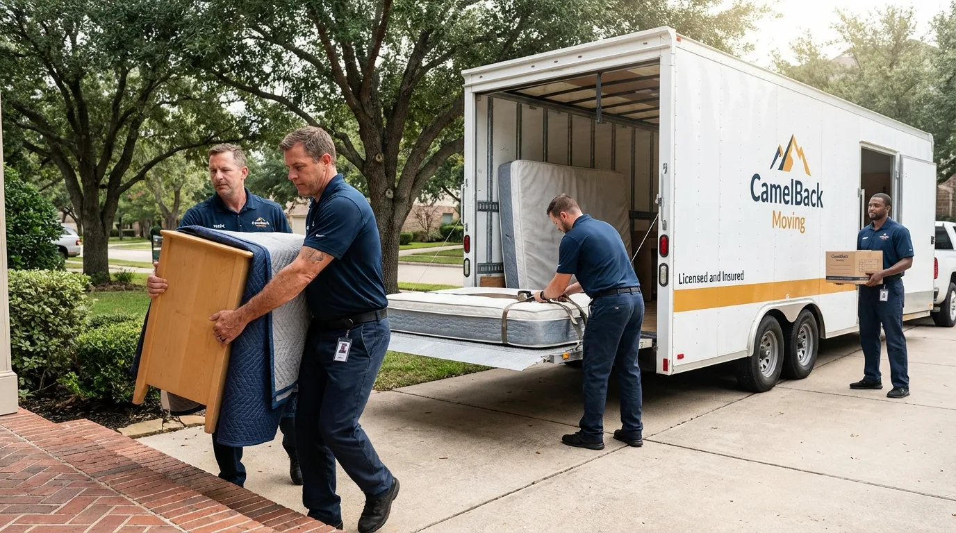 Crew loading residential truck for cross-state move from Little Ferry, NJ