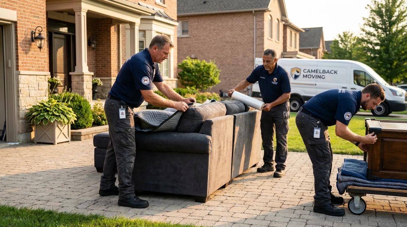 Large estate moving crew wrapping furniture in Little Ferry, NJ