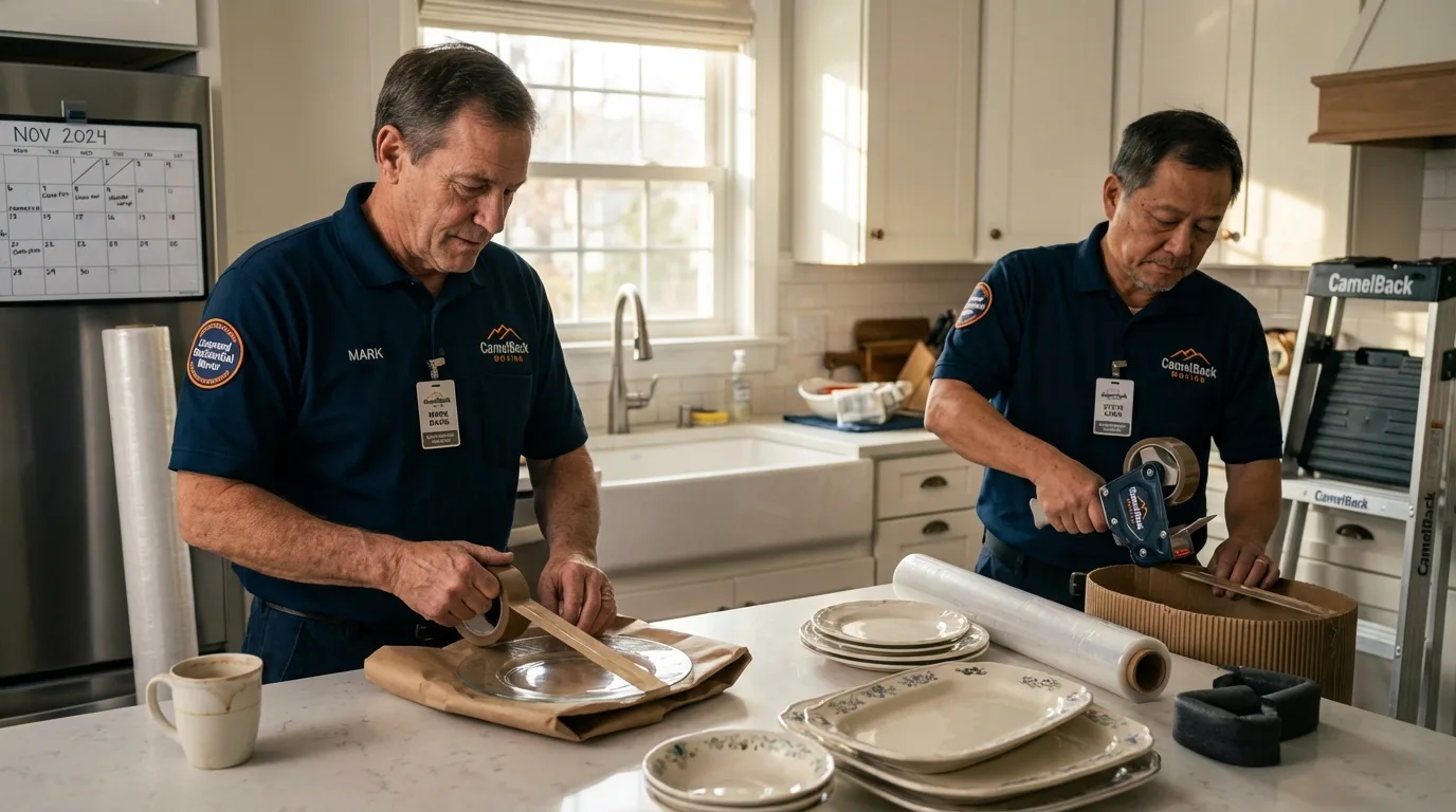 Professional crew packing kitchen dishware in Little Ferry, NJ