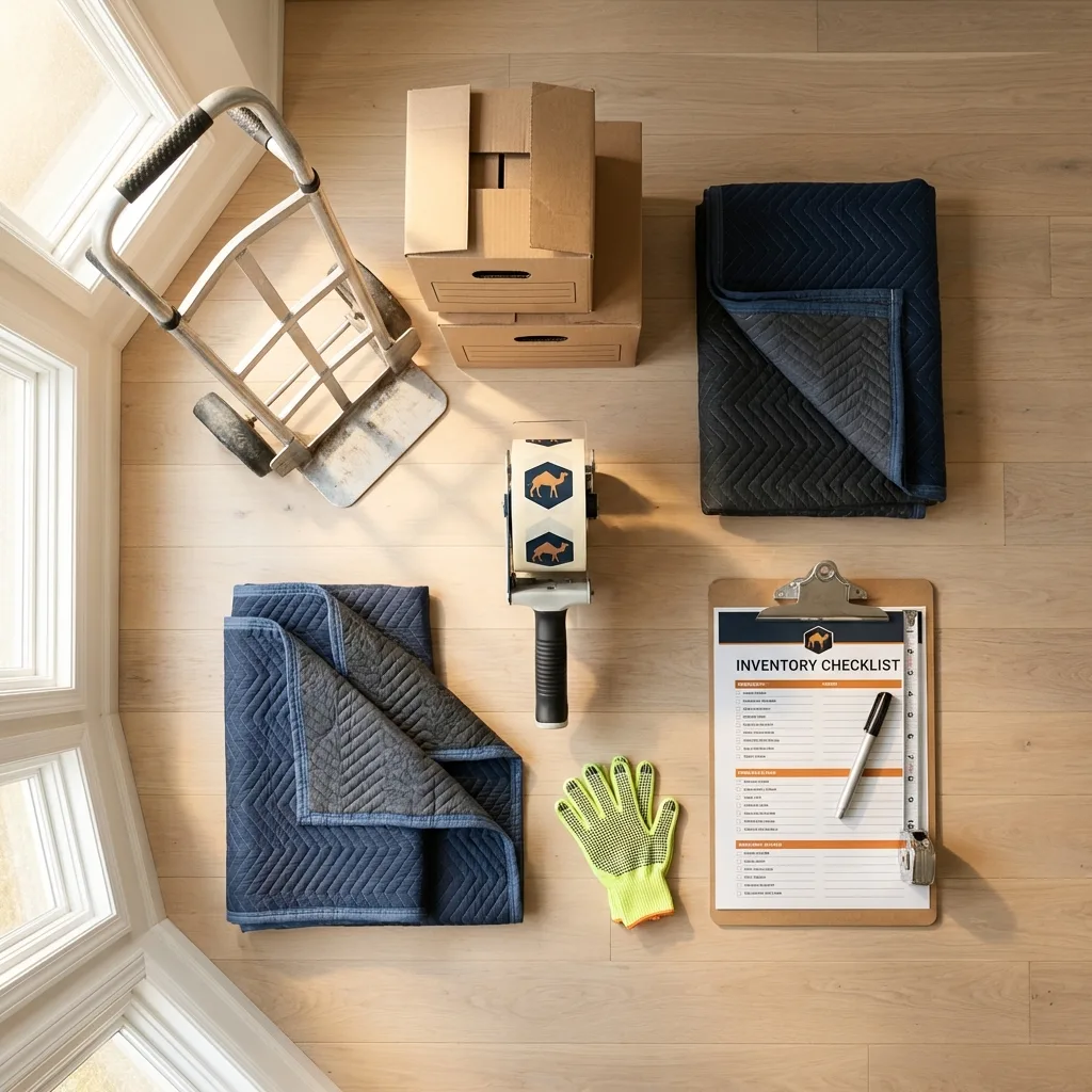 Professional moving supplies and packing materials layout for Little Ferry residential relocations